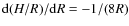 ${\rm d}(H/R)/{\rm d}R = -1/(8R)$