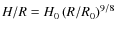 $H/R = H_{0} \left( R/R_{0} \right)^{9/8}$