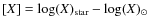 $[X]= \log(X)_{\rm star} - \log(X)_\odot$
