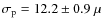 $\sigma_{\rm p}=12.2\pm0.9~\mu$