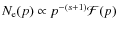 $N_{\rm e}(p) \propto p^{-(s+1)} {\cal F}(p)$