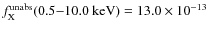 $f_{{\rm X}}^{{\rm unabs}}{\rm (0.5{-}10.0 ~ keV)}
= 13.0 \times 10^{-13}$