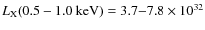 $L_{{\rm X}}{\rm (0.5-1.0 ~ keV)} = 3.7{-}7.8 \times 10^{32}$