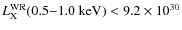 $L_{{\rm X}}^{{\rm WR}}{\rm (0.5{-}1.0 ~ keV)}
< 9.2 \times 10^{30}$
