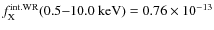 $f_{{\rm X}}^{{\rm int.WR}}{\rm (0.5{-}10.0 ~ keV)}
= 0.76 \times 10^{-13}$