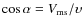 $\cos \alpha = V_{\rm ms} / \upsilon$