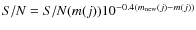 $S/N =
S/N(m(j)) 10^{-0.4(m_{\rm new}(j)-m(j))}$