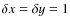 $\delta x= \delta y = 1$
