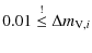 $\displaystyle 0.01 \stackrel{!}{\leq} \Delta m_{{\rm V},i}$