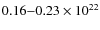 $0.16{-}0.23 \times 10^{22}$