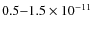 $0.5{-}1.5 \times 10^{-11}$
