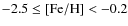 $-2.5\leq [{\rm Fe/H}] <-0.2$
