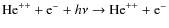 $\textup{He}^{++} + \textup{e}^-+ h\nu \rightarrow \textup{He}^{++} + \textup{e}^-$