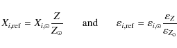 \begin{displaymath}
X_{i, {\rm ref}}= X_{i, {\odot}}\displaystyle\frac{Z}{Z_{\od...
...}}\displaystyle\frac{\varepsilon_{Z}}{\varepsilon_{Z_{\odot}}}
\end{displaymath}