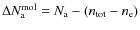 $\Delta N_{\rm a}^{\rm mol}=N_{\rm a} - (n_{\rm tot} - n_{\rm e})$