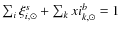 $\sum_{i}\xi_{i,\odot}^s+\sum_{k}xi_{k,\odot}^b=1$