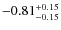 $-0.81^{{\rm + 0.15}}_{{\rm -0.15}}$