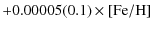 $\displaystyle +0.00005(0.1)\times{\rm [Fe/H]}$