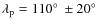 $\lambda_{\rm p} = 110\hbox{$^\circ$ }\pm 20\hbox{$^\circ$ }$