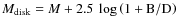 $M_{\rm disk} = M +2.5~\log \left (1+ {\rm B/D} \right )$