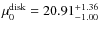 $\mu_0^{\rm disk}=20.91^{+1.36}_{-1.00}$
