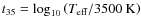 $t_{{\rm 35}}=\log_{10}\left(T_{{\rm eff}}/3500~{\rm K}\right)$