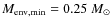 $M_{{\rm env},{\rm min}}=0.25~{M_{\odot}}$
