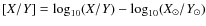 $[X/Y]=\log_{10}(X/Y)-\log_{10}(X_{\odot}/Y_{\odot})$