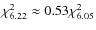 $\chi^2_{6.22} \approx 0.53 \chi^2_{6.05}$