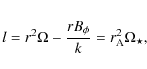 \begin{eqnarray*}l = r^2\Omega-\frac{rB_\phi}{k} = r_{\rm A}^2 \Omega_\star,
\end{eqnarray*}