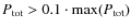 $P_{\rm tot} > 0.1 \cdot \max(P_{\rm tot})$