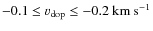$-0.1 \le v_{\rm dop} \le -0.2~ {\rm km~s}^{-1}$