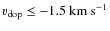 $ v_{\rm dop} \le -1.5~ {\rm km~s}^{-1}$