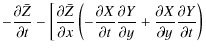 $\displaystyle -\frac{\partial \bar{Z}}{\partial t} -
\left[\frac{\partial \bar{...
...} +
\frac{\partial X}{\partial y} \frac{\partial Y}{\partial t} \right) \right.$