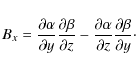 \begin{displaymath}B_x= \frac{\partial \alpha}{\partial y} \frac{\partial \beta}...
...al \alpha}{\partial z} \frac{\partial \beta}{\partial y} \cdot
\end{displaymath}