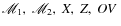 $\mathscr M_1,~\mathscr M_2,~ X,~Z,~ OV~$