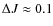 $\Delta J \approx 0.1$