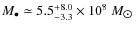 $M_{\bullet} \simeq {5.5 ^{+8.0}_{-3.3}} \times {10}^8~M_{\hbox{$\odot$ }}$
