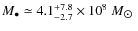 $M_{\bullet} \simeq {4.1^{+7.8}_{-2.7}} \times {10}^8~M_{\hbox{$\odot$ }}$