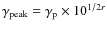 $\gamma _{\rm peak} = \gamma _{\rm p} \times {10}^{1/2r}$