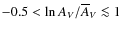 $-0.5 < \ln{A_V/\overline{A}_V} \la 1$