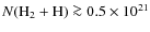 $N({\rm H}_2+{\rm H}) \ga 0.5 \times
10^{21}$