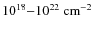 $\rm 10^{18}{-}10^{22}~cm^{-2}$