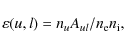 \begin{displaymath}
\varepsilon(u,l) = n_{u} A_{ul} / n_{\rm e} n_{\rm i},
\end{displaymath}
