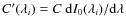 $C^\prime(\lambda_i) = C~{\rm d}I_0(\lambda_i)/ {\rm d}\lambda$