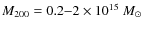 $M_{200} = 0.2{-}2 \times 10^{15}~M_\odot$