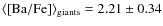 $\rm \langle [Ba/Fe] \rangle _{\rm giants} = 2.21\pm0.34$