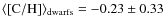 $\rm \langle [C/H] \rangle_{dwarfs}=-0.23\pm0.33$