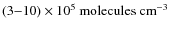 $ (3{-}10) \times 10^5~\rm molecules ~ cm^{-3}$