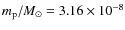 $m_{\rm p}/M_\odot=3.16 \times 10^{-8}$